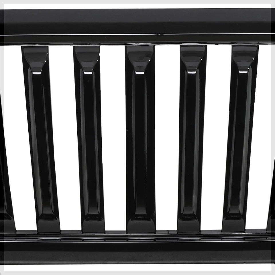 Fits 2004-2008 Ford F150{VERTICAL-BAR}Glossy Black ABS Bumper Grille Vent Grill