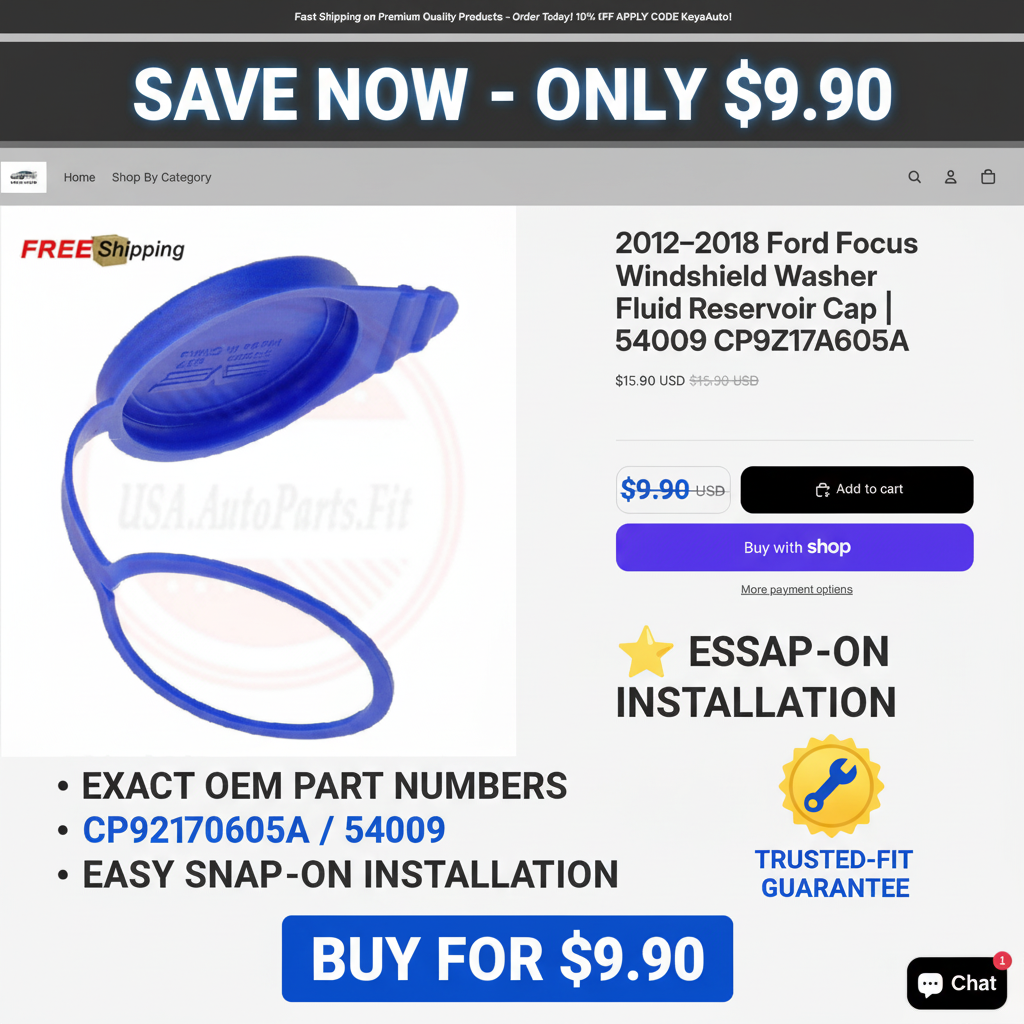 2012–2018 Ford Focus Windshield Washer Fluid Reservoir Cap | 54009 CP9Z17A605A