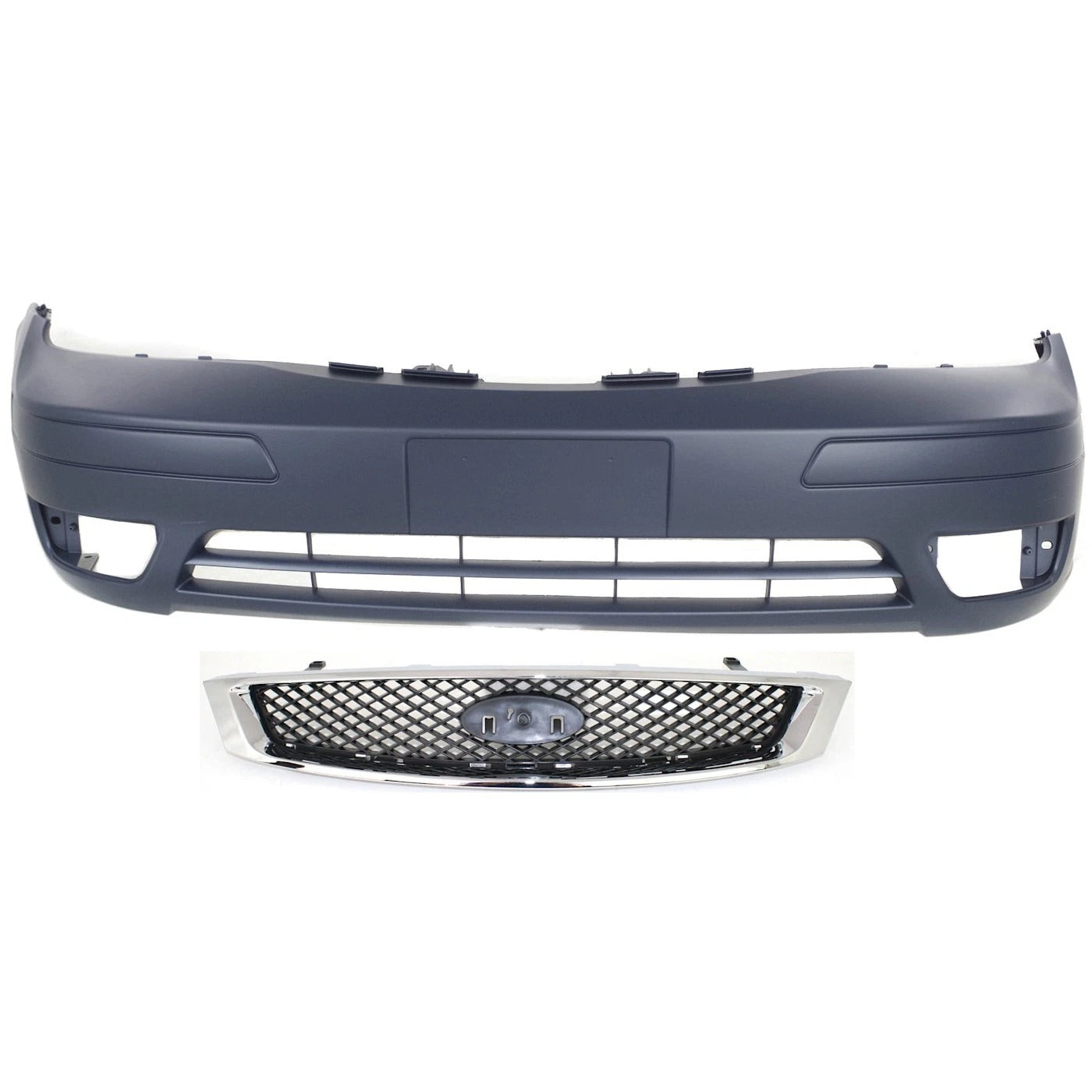 Bumper Cover and Grille Kit For 2005-2007 Ford Focus Front Primed