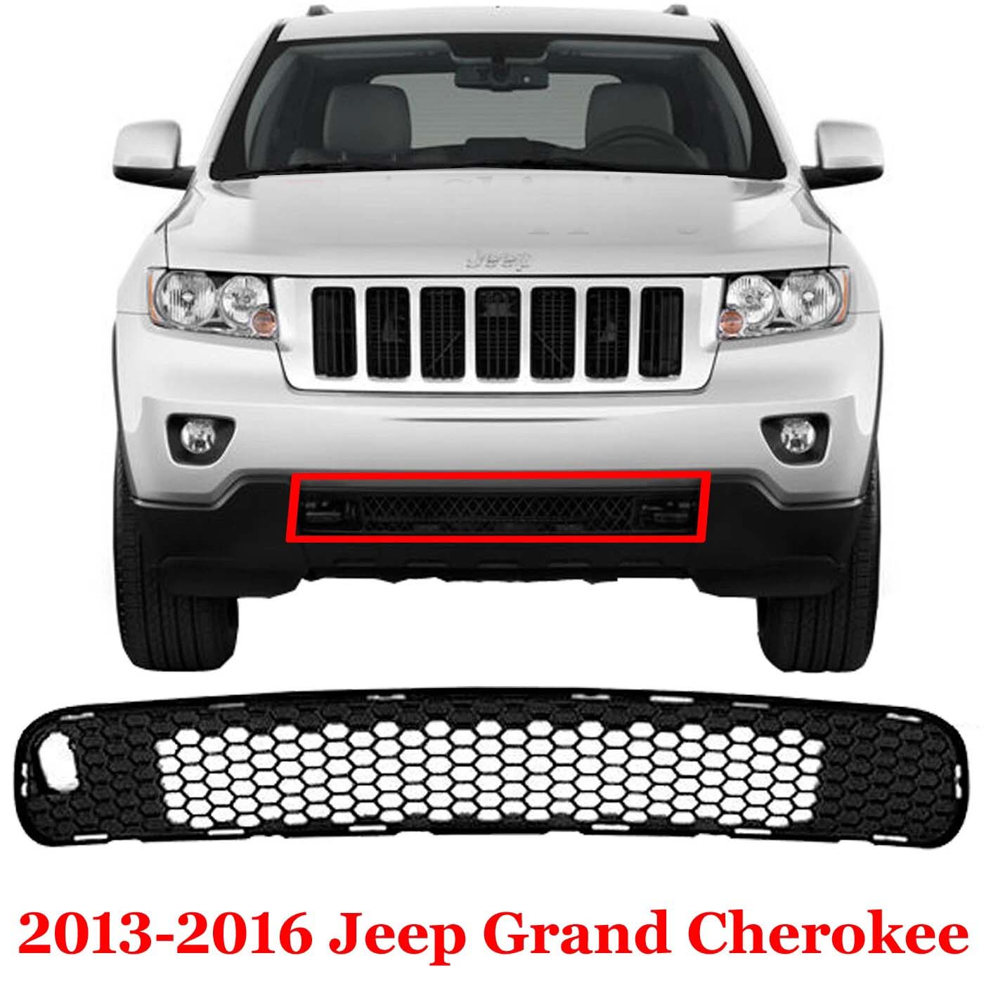 Bumper Grille For 2013 2014 2015 2016 Jeep Grand Cherokee Front Plastic CH1036153