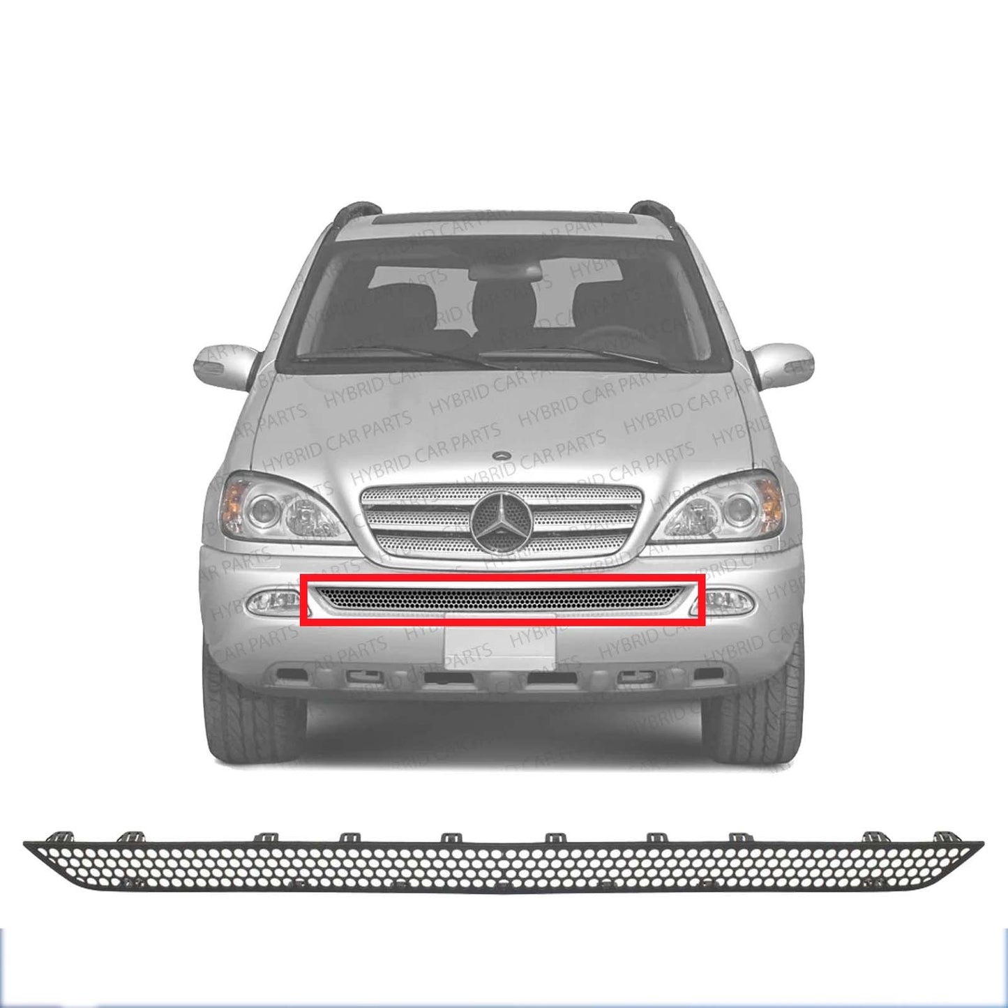 Bumper Grille Primed Fits 1998-2005 Mercedes Benz ML320 Front MB1036113