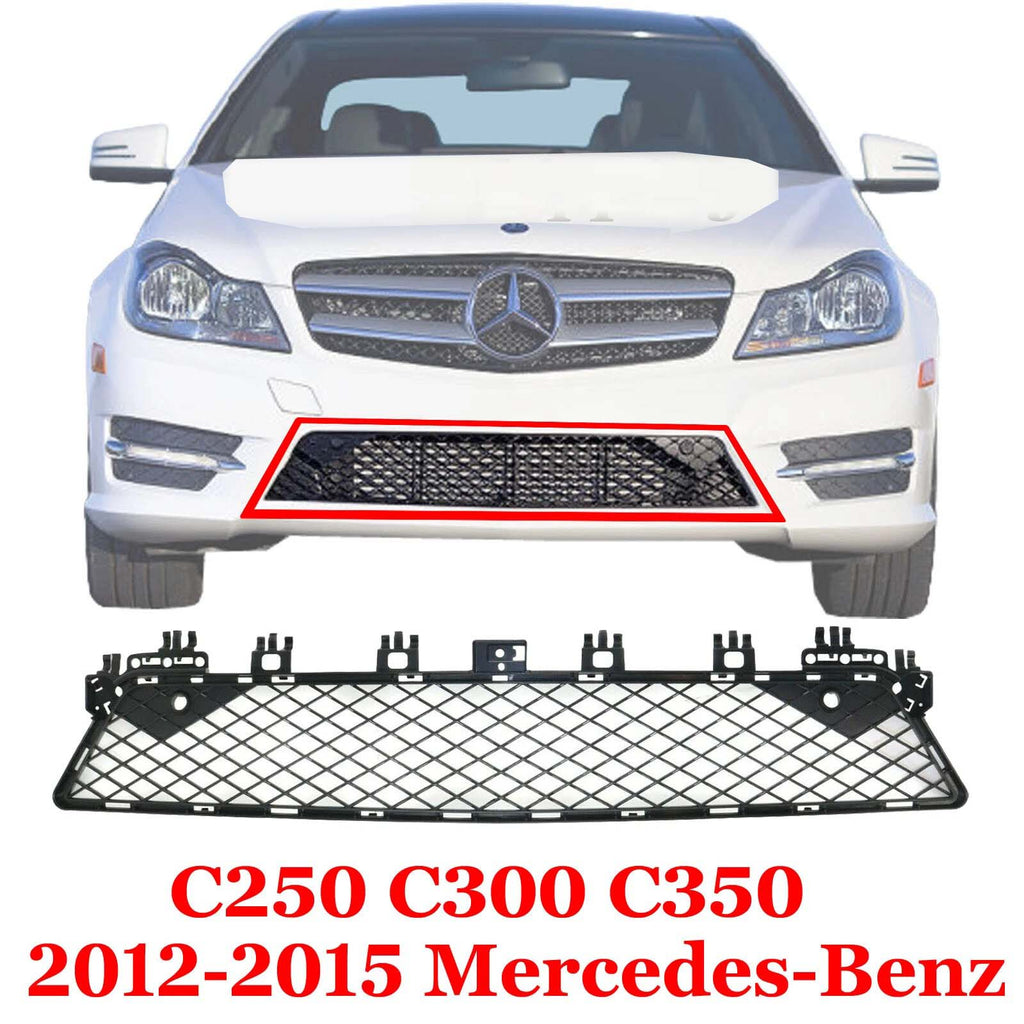 Bumper Grille Textured Black For 2012-2015 Mercedes-Benz C250 C300 C350 Front