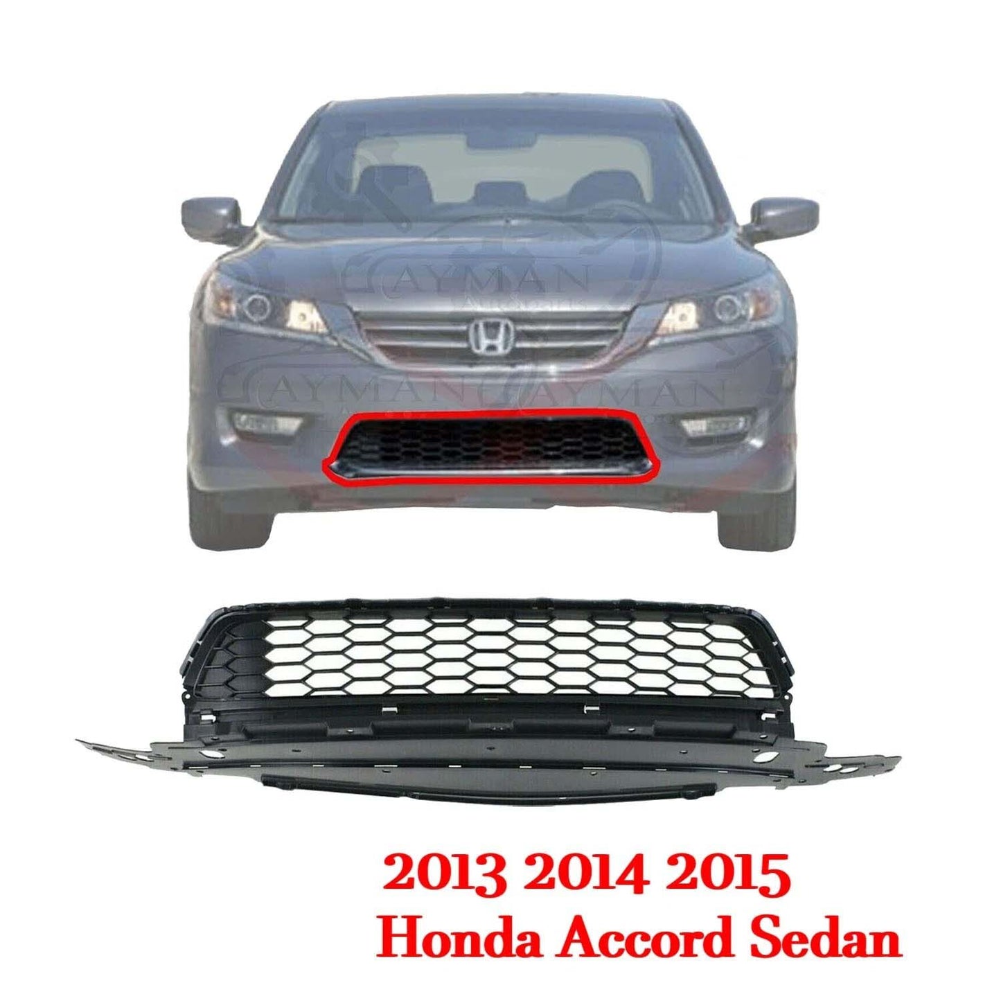 Bumper Lower Grille Assembly For 2013-2015 Honda Accord Sedan Front Textured