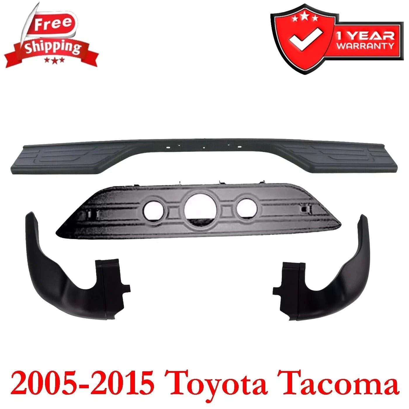 Bumper Step Pads Kit & Molding Extensions For 2005-2015 Toyota Tacoma Rear 4pcs