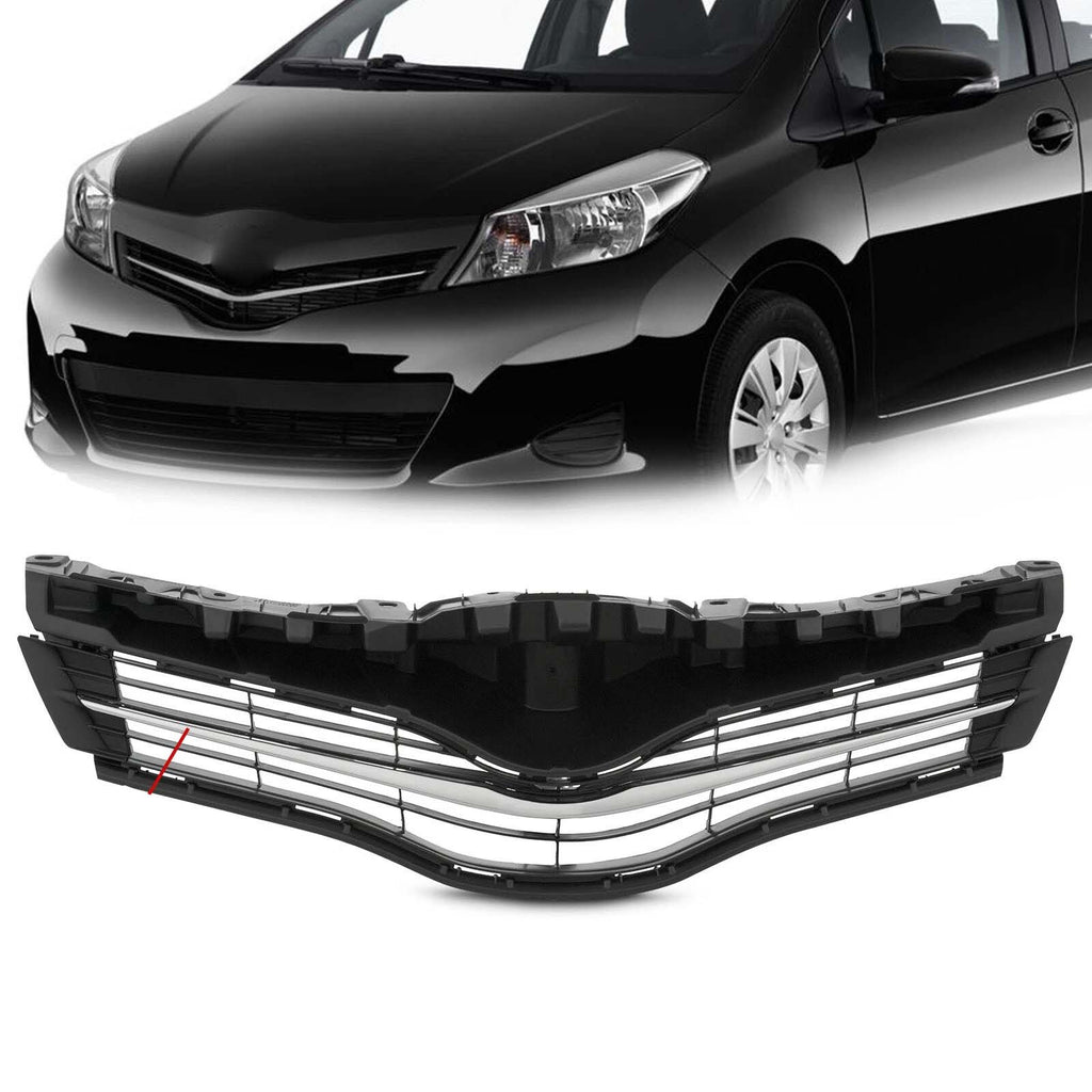 Bumper Upper Grille Grill Textured for 2012-2014 Toyota Yaris Hatchback Front TO1200347