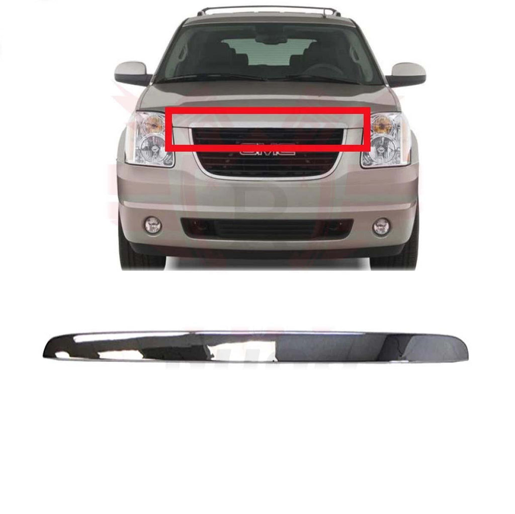 Bumper Upper Grille Hood Molding Trim For 2007-2013 GMC Yukon Front Chrome
