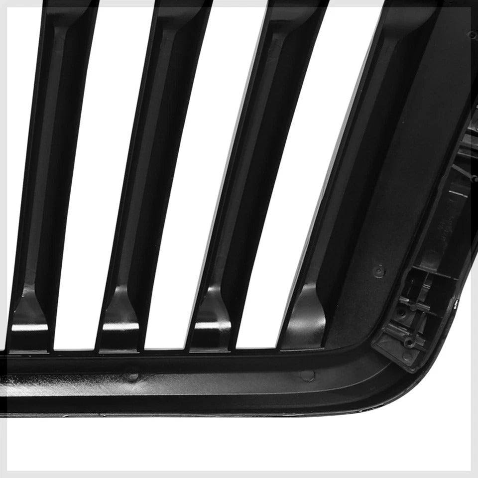 Fits 2004-2008 Ford F150{VERTICAL-BAR}Glossy Black ABS Bumper Grille Vent Grill