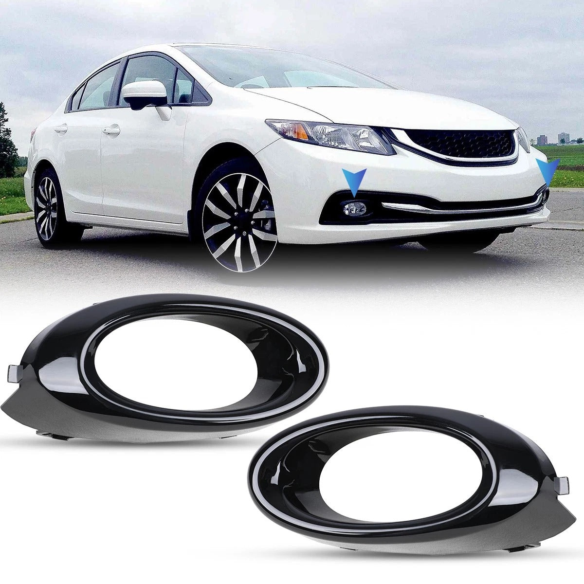 For 2013-2015 Honda Civic LX/ EX-L/ Touring Sedan Fog Light Bezels Covers Pairs
