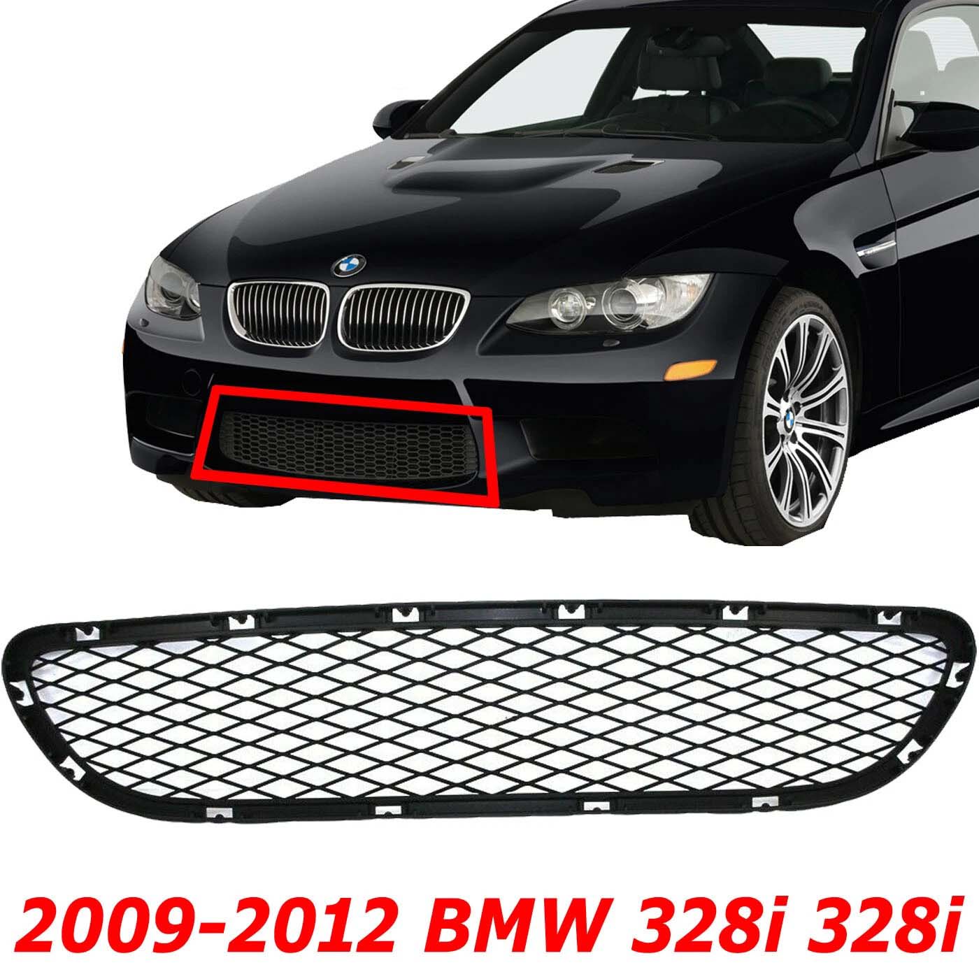 Front Bumper Grille Primed For 2009-2012 BMW 328i 328i xDrive Plastic BM1036126