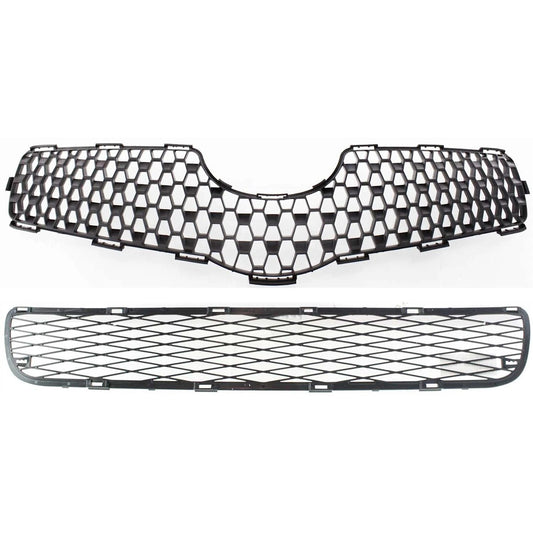 Front Bumper Grille and Radiator Grille Kit For 2007-2008 Toyota Yaris Hatchback