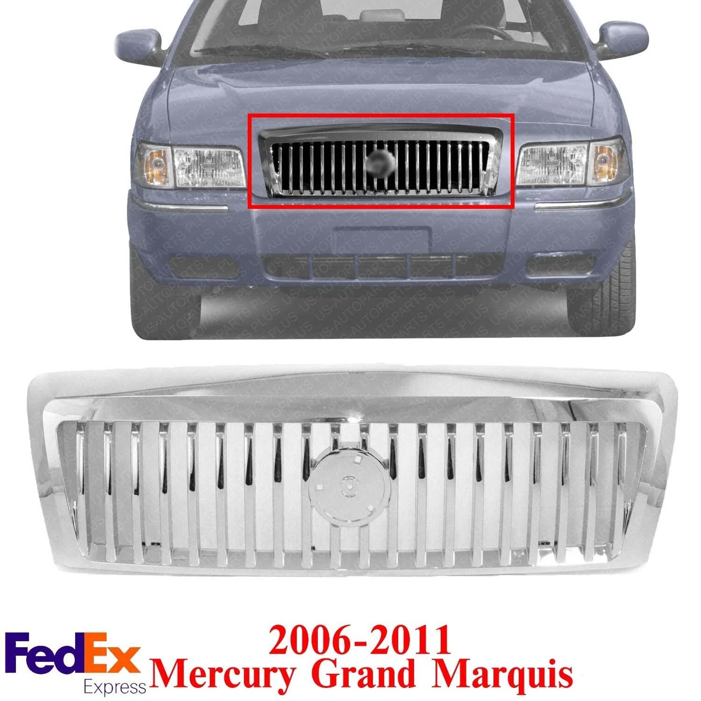 Front Grille Assembly For 2006-2011 Mercury Grand Marquis Chrome Shell Insert FO1200490
