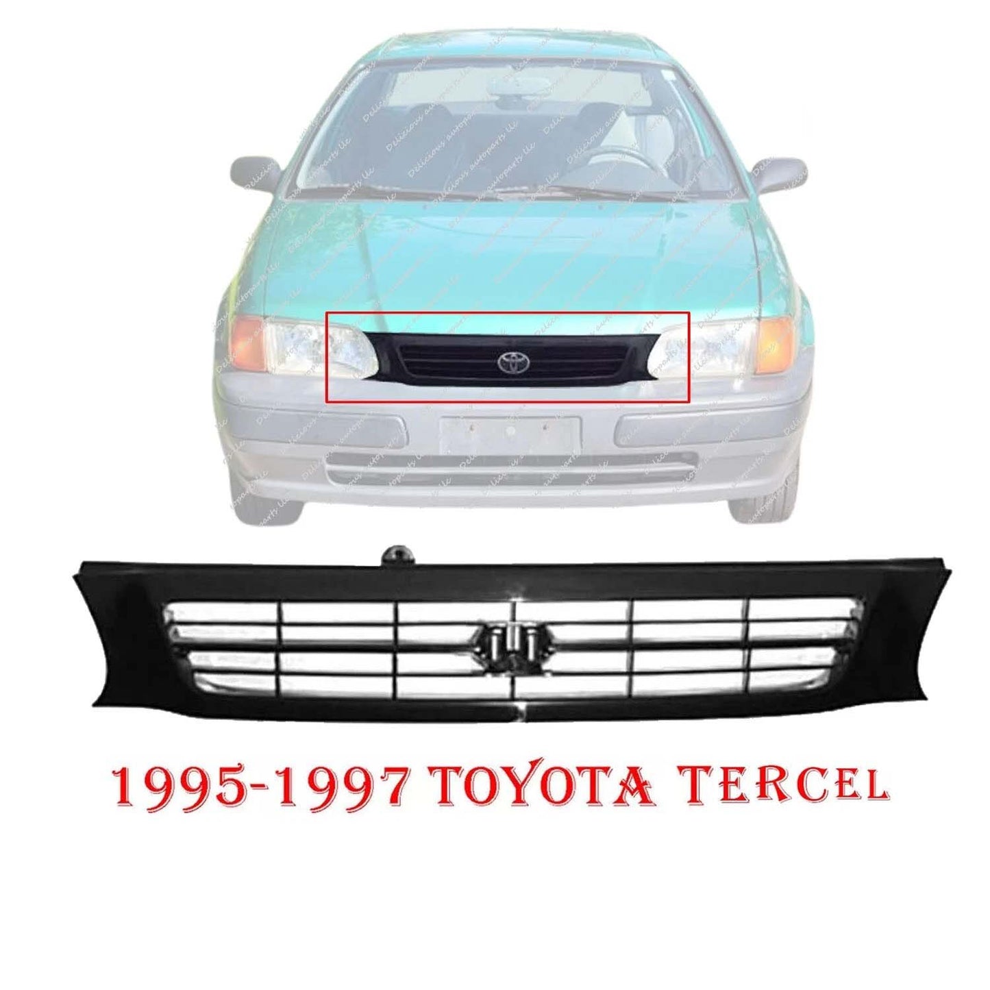 Front Grille Black Silver For 1995-1997 Toyota Tercel - OEM Replacements TO1200190