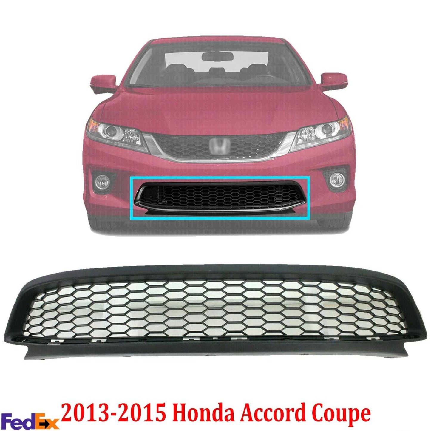 Front New Bumper Grille For 2013-2015 Honda Accord Textured Black Plastic HO1036115