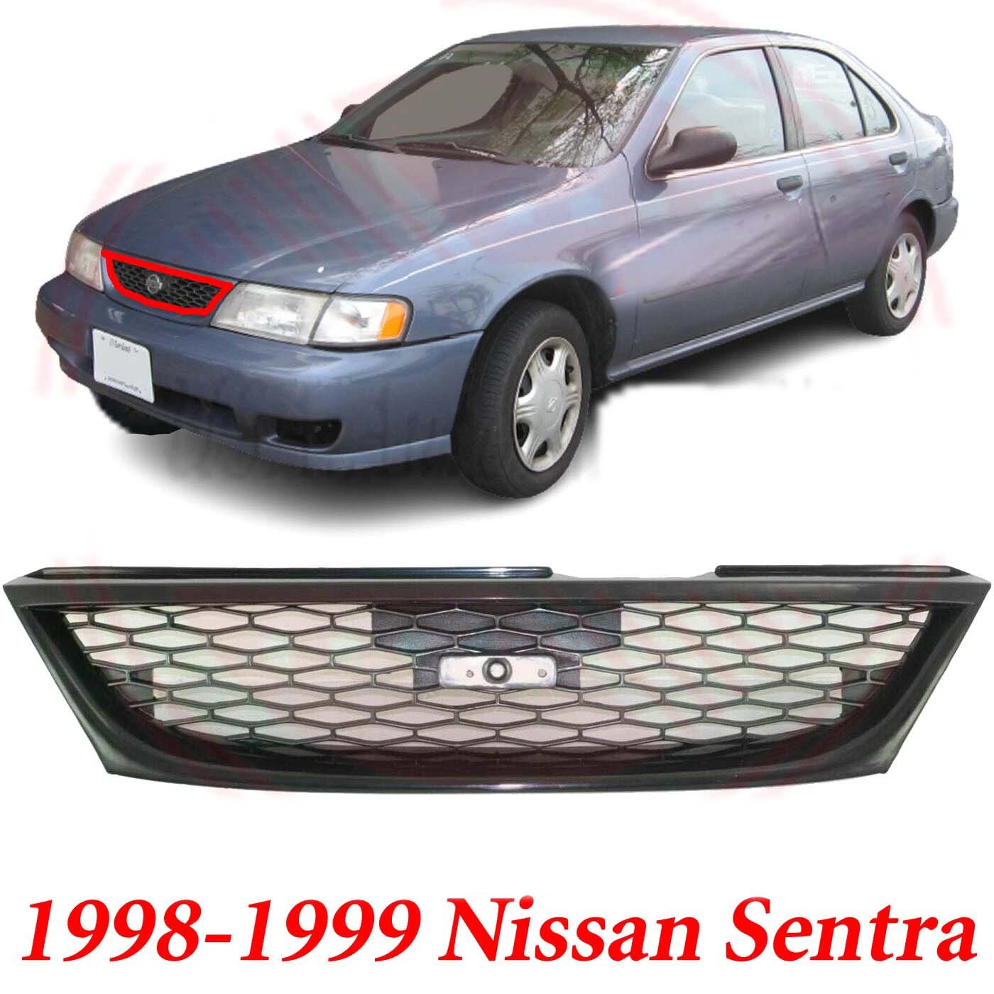 Front New Grille Textured Dark Gray Shell For 1998-1999 Nissan Sentra NI1200182