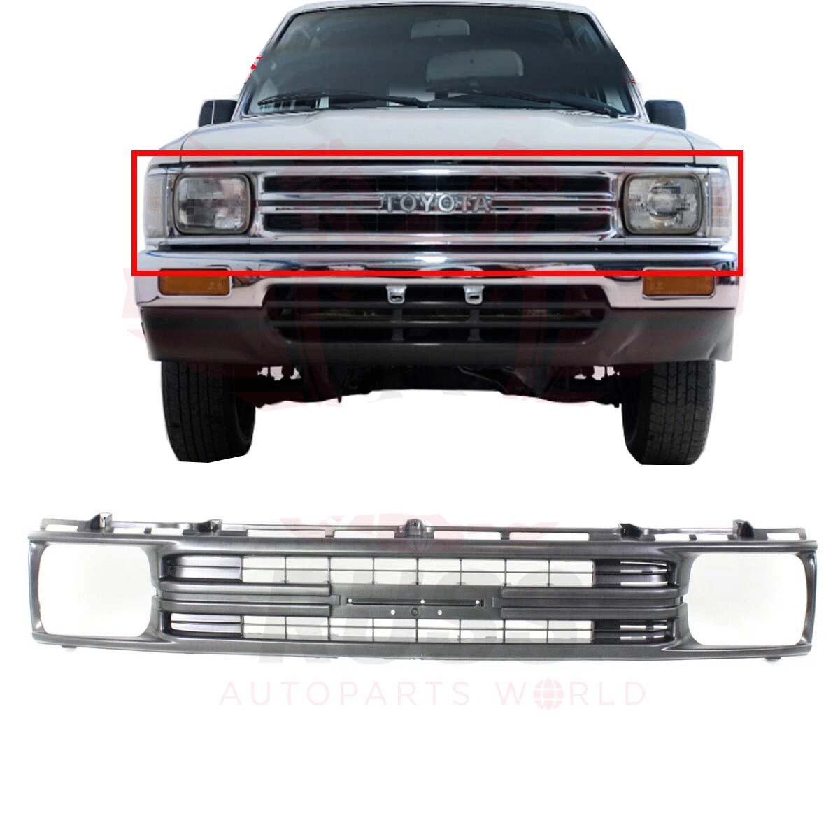 Grill Grille Assembly Silver Fits 1989 1990 1991 TOYOTA PICKUP Front TO1200137