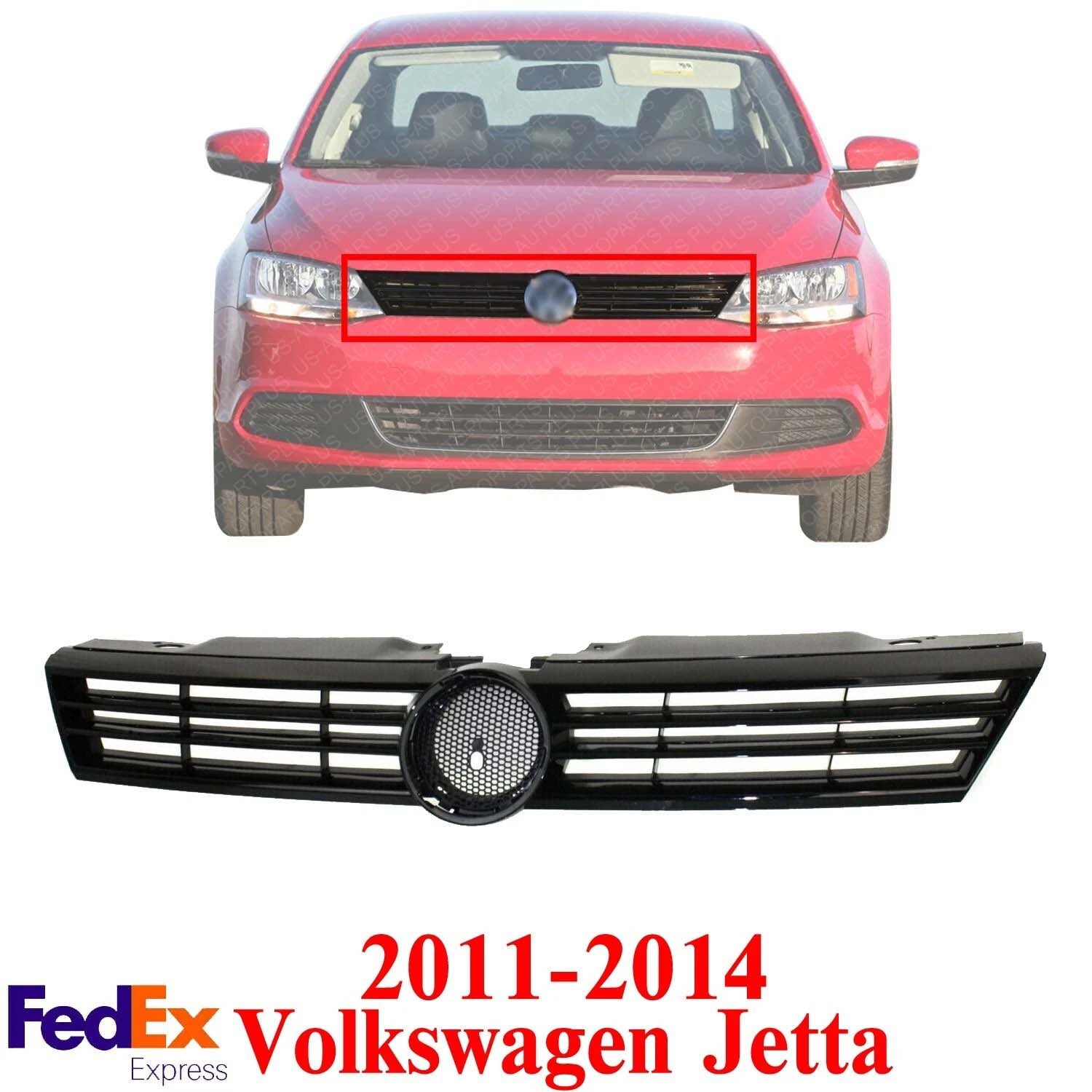 Grille Assembly 2011-2014 Volkswagen Jetta Black Shell and Insert Fits New Front VW1200151