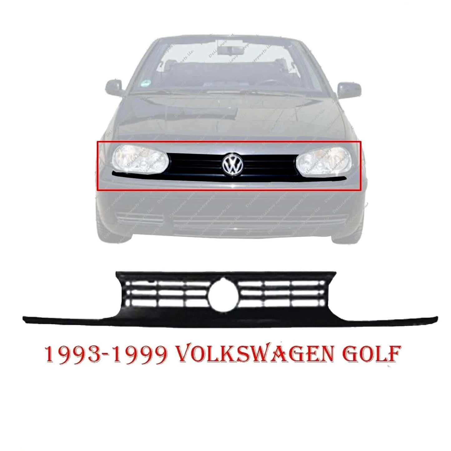 Grille Grill For 1993-1998 Volkswagen Golf Front Black Plastic VW1200103