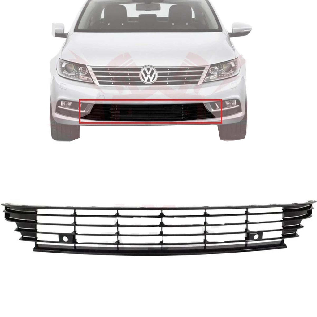 New Bumper Face Bar Grille For 2013-2017 Volkswagen CC Front Black Plastic VW1036131