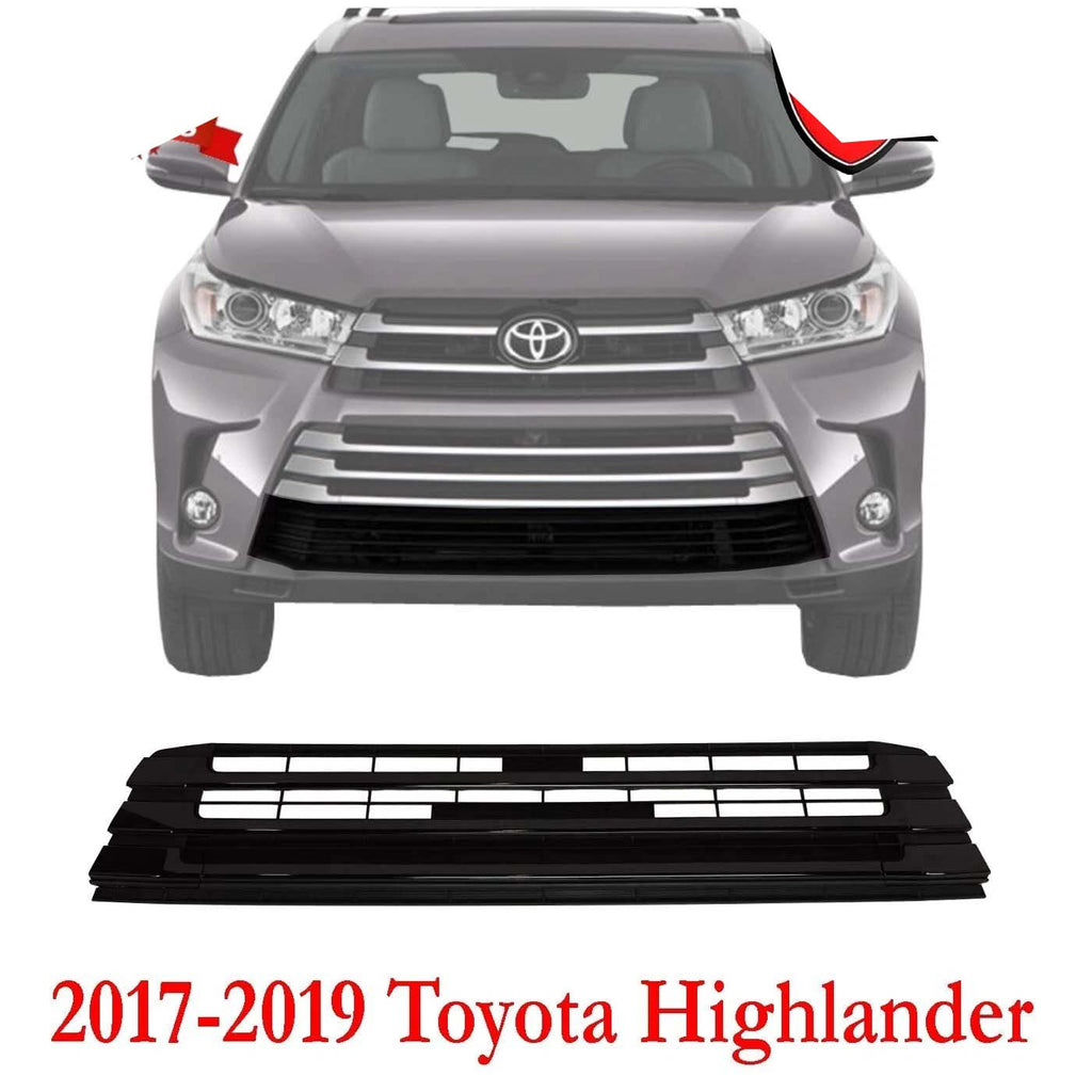 New Bumper Face Bar Grille For 2017-2019 Toyota Highlander Front Black TO1036172