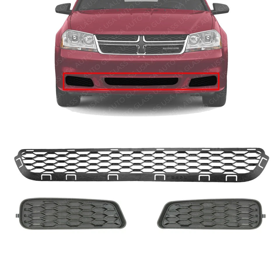 New Bumper Face Bar Grilles for Dodge Avenger 2011-2014 Front 3Pc