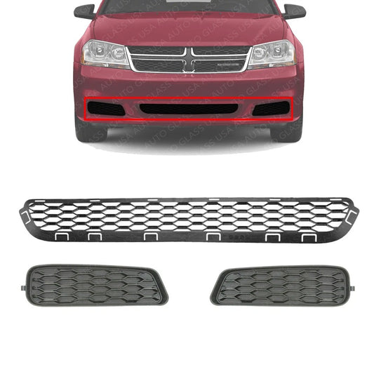 New Bumper Face Bar Grilles for Dodge Avenger 2011-2014 Front 3Pc