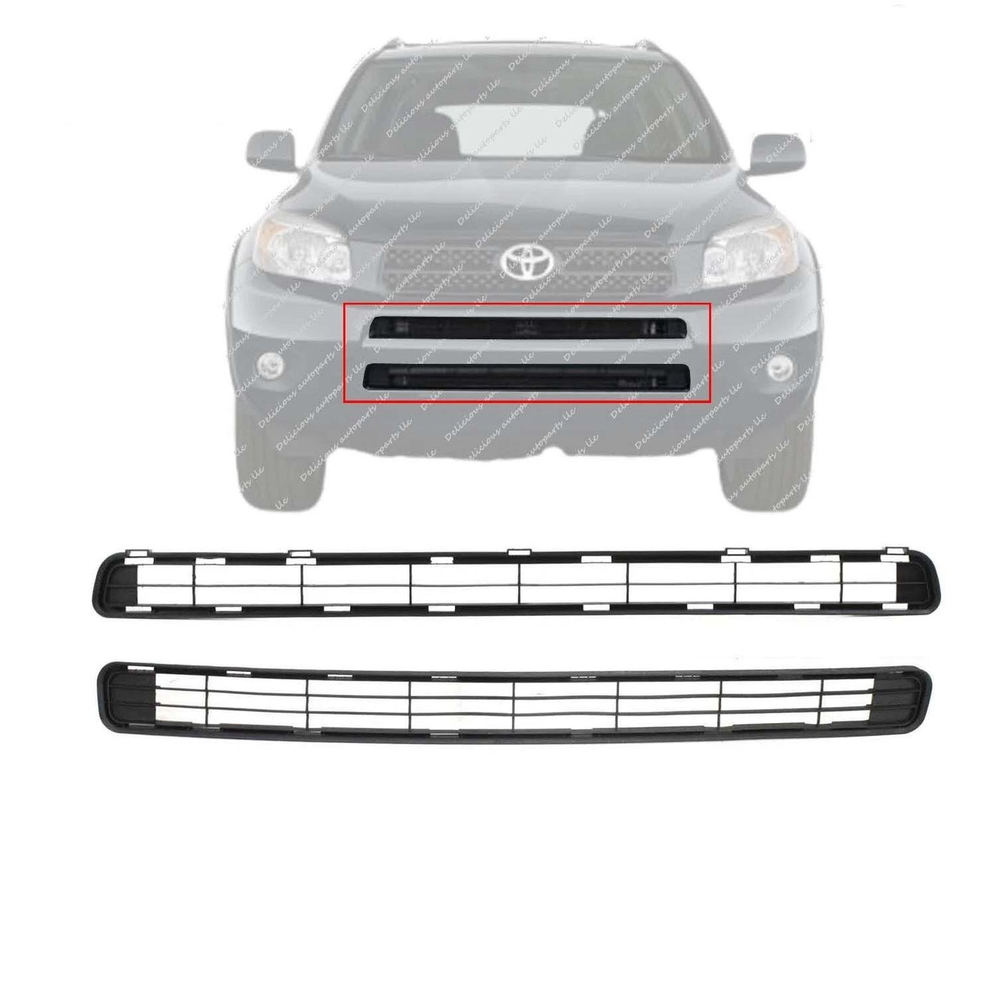 New Bumper Grille For 2006 2007 2008 Toyota RAV4 Front Upper & Lower Black