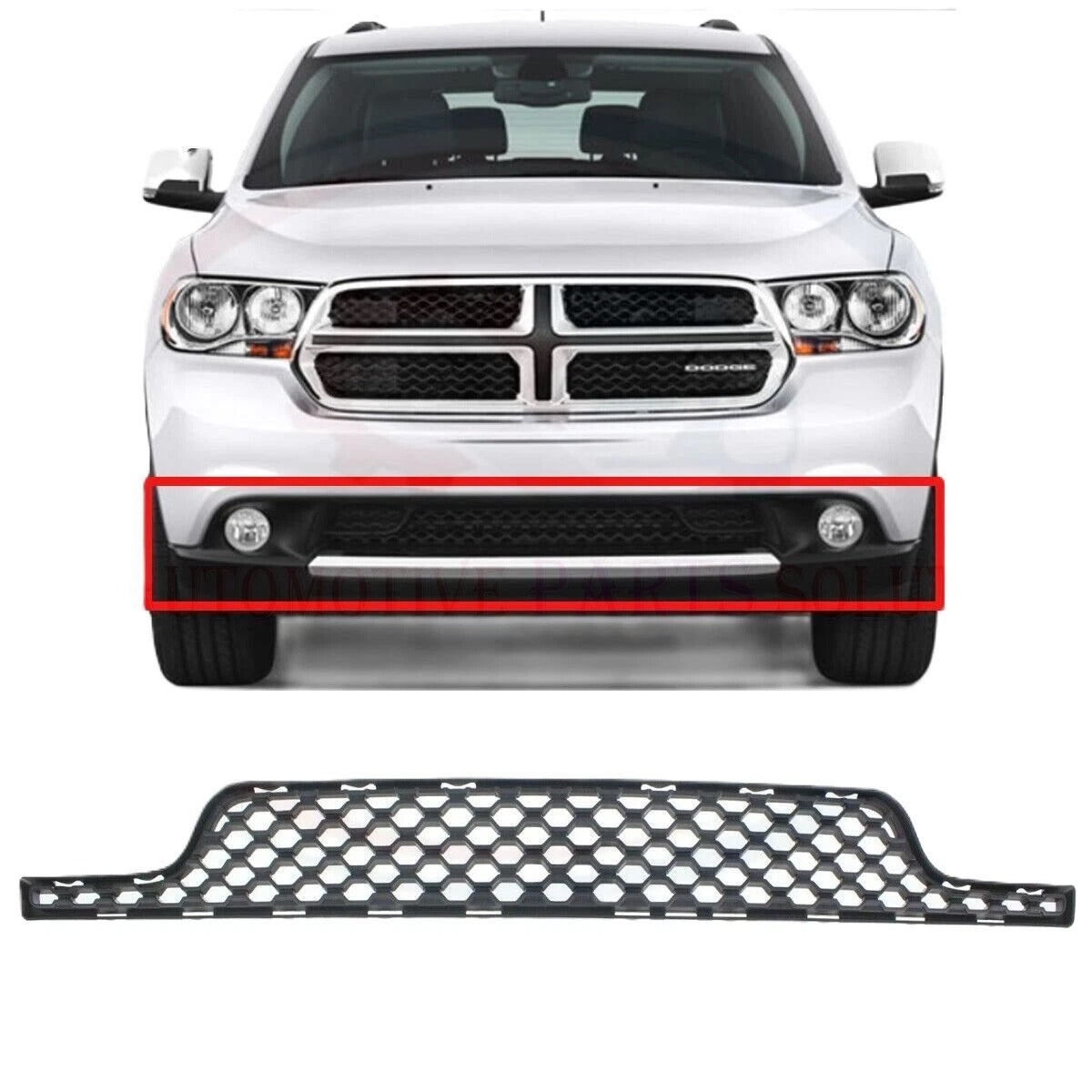 New Bumper Grille For 2011- 2013 Dodge Durango Front Textured Black Plastic CH1036120
