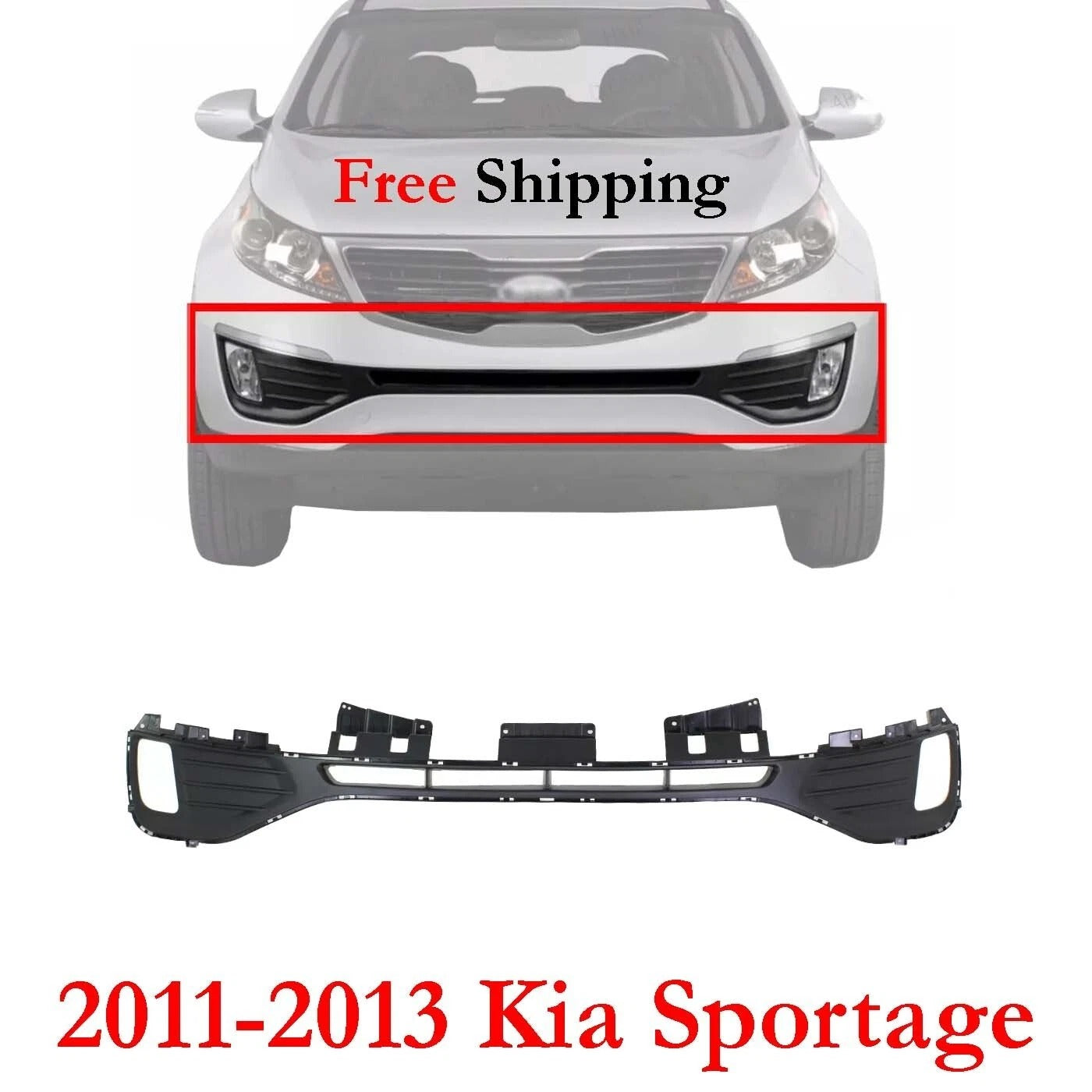 New Bumper Grille For 2011-2013 Kia Sportage Front Textured Gray Plastic KI1036112