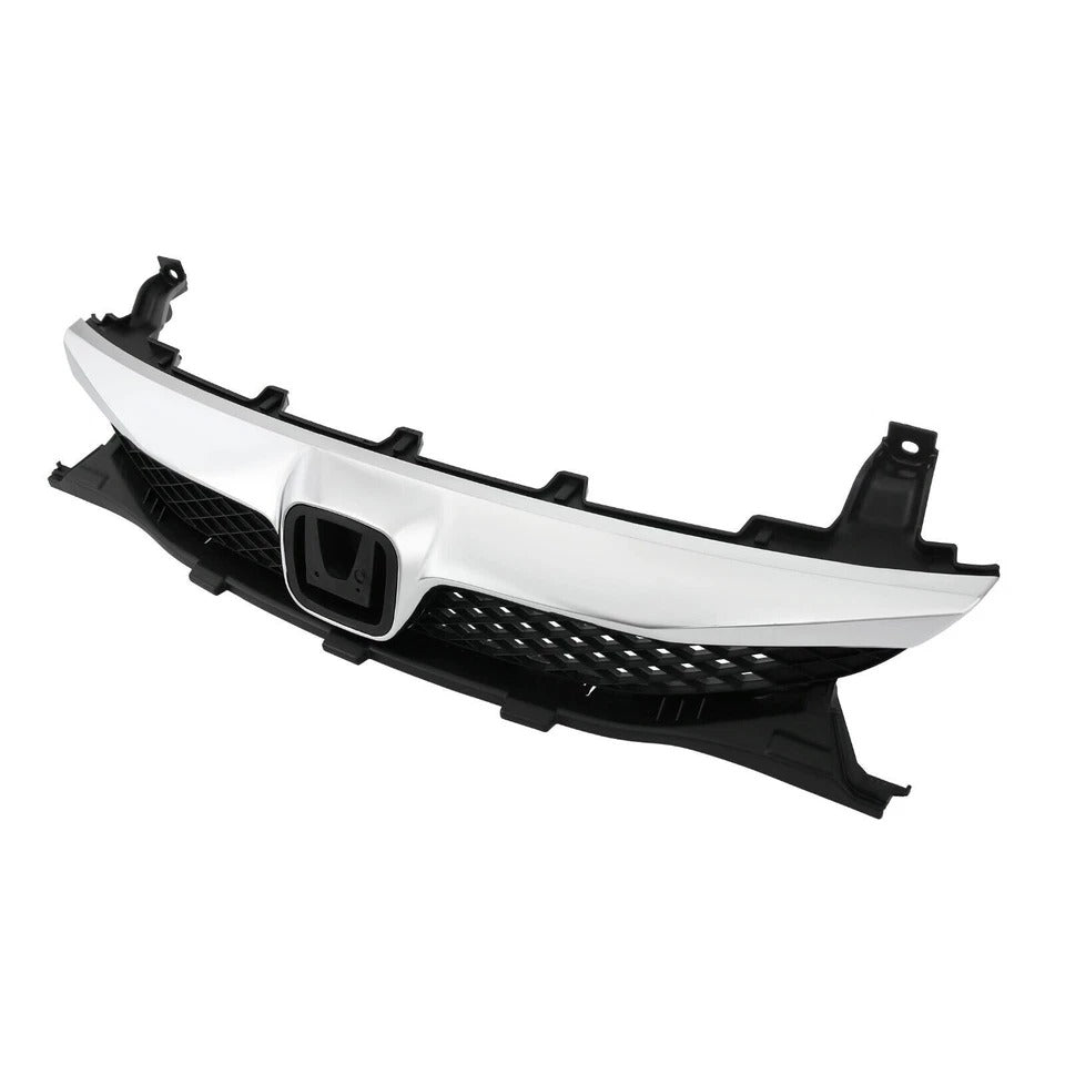 New Bumper Grille Gloss Black With Chrome Trim For 2009-2011 Honda Civic Front Set 2pc