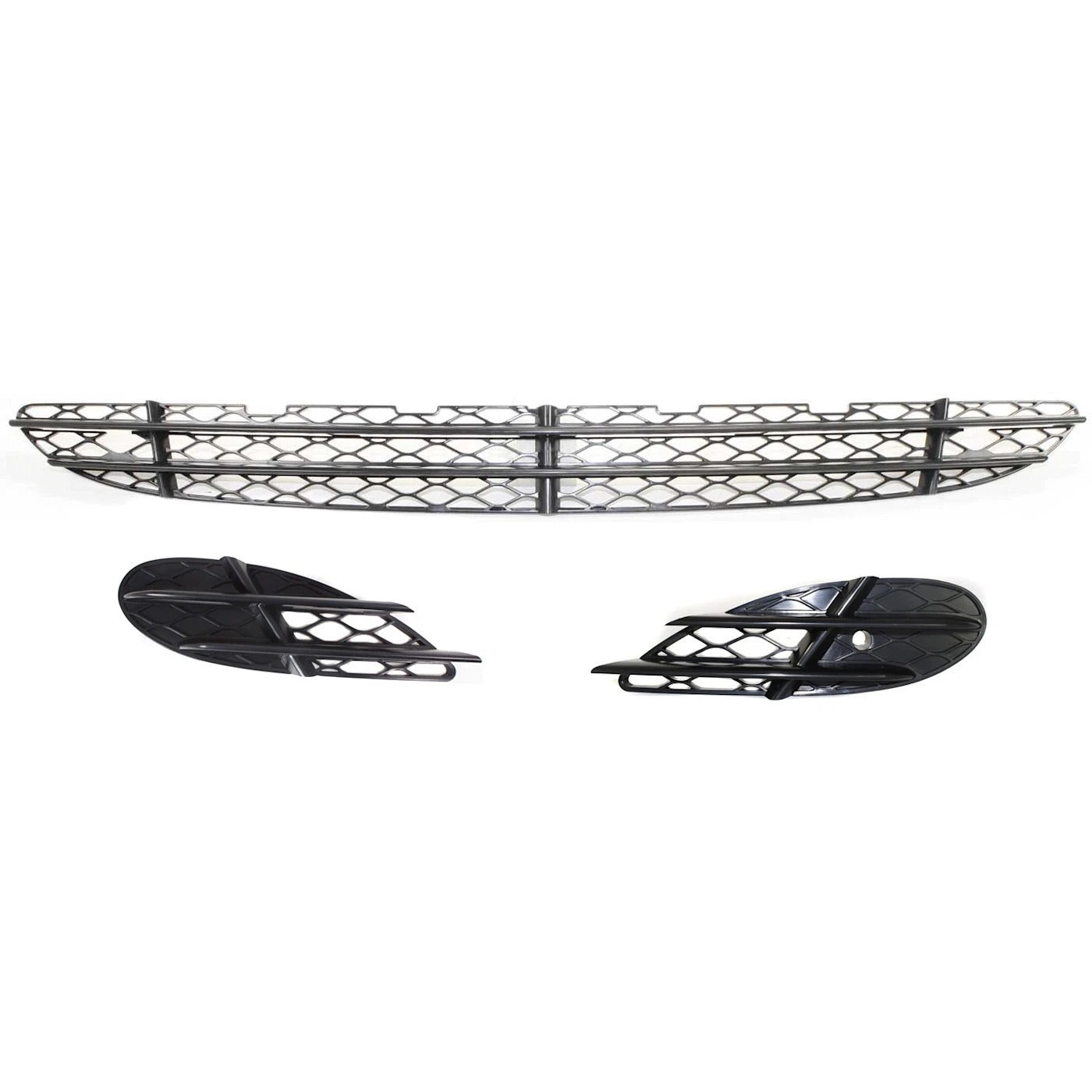 New Bumper Grille Set For 2003-2006 Mercedes Benz S430 Black Front Center Outer
