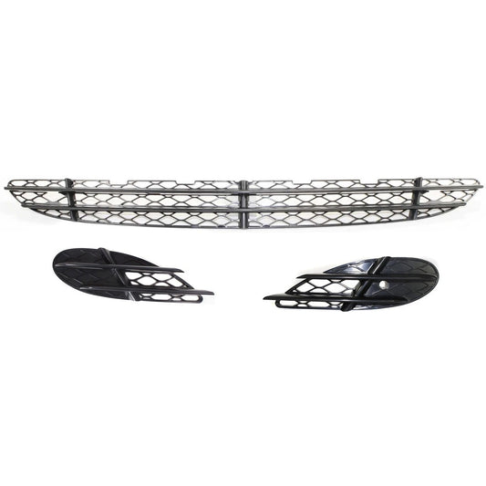 New Bumper Grille Set For 2003-2006 Mercedes Benz S430 Black Front Center Outer