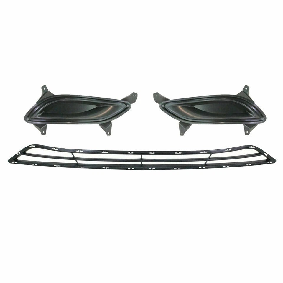 New Bumper Grille & Fog Light Cover Left & Right For 2011-2013 Hyundai Sonata Front Set 3Pc