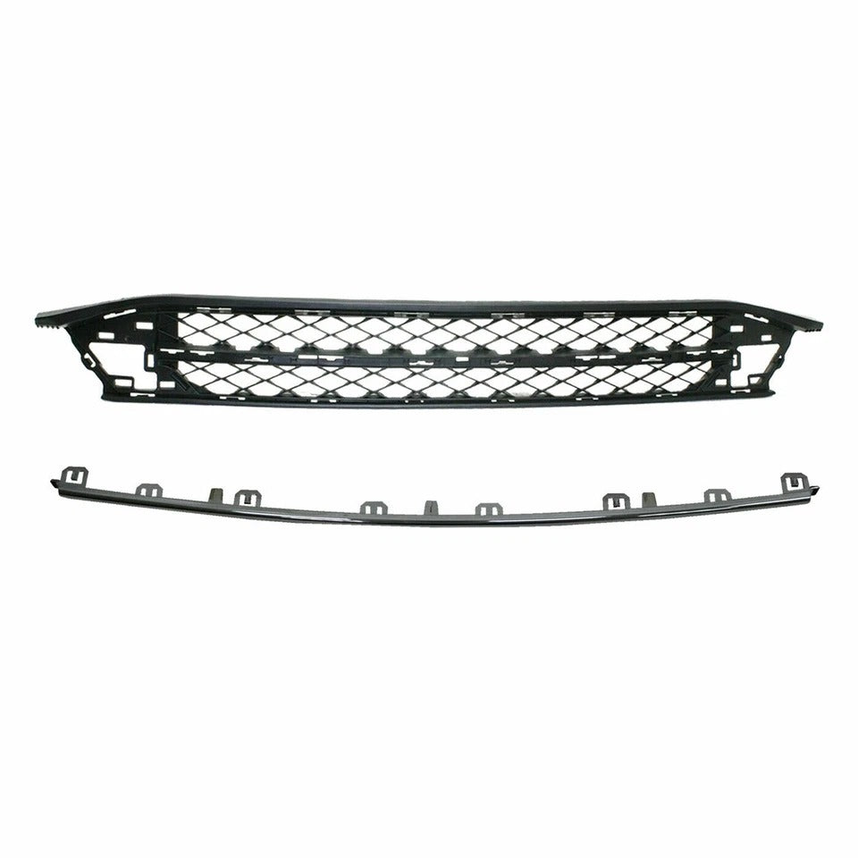 New Bumper Grille & Trim Black & Chrome For 2014-2017 Honda Odyssey Front Lower Set 2Pc