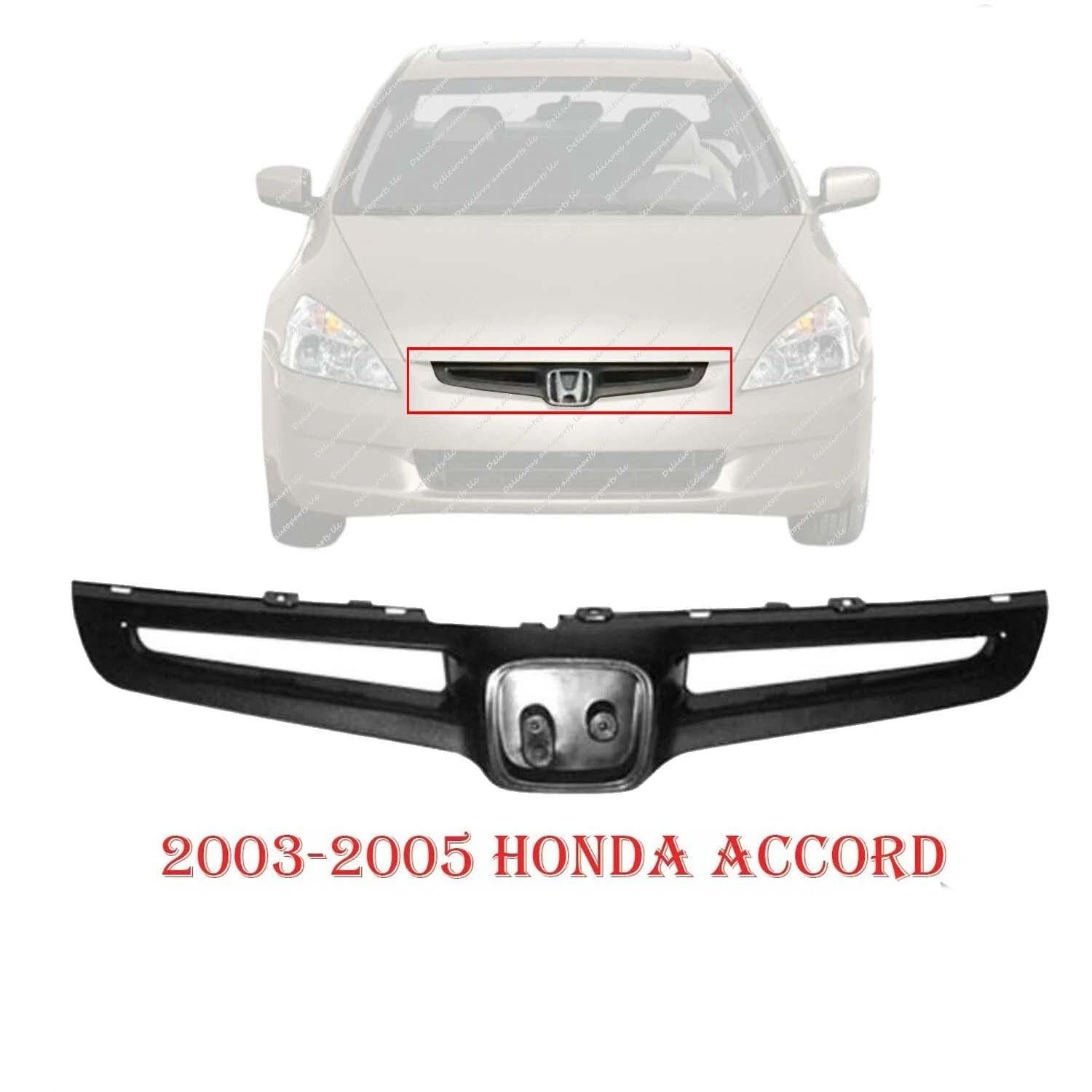 New Bumper Grille for 2003-2005 Honda Accord 4-Door Black Front HO1200157