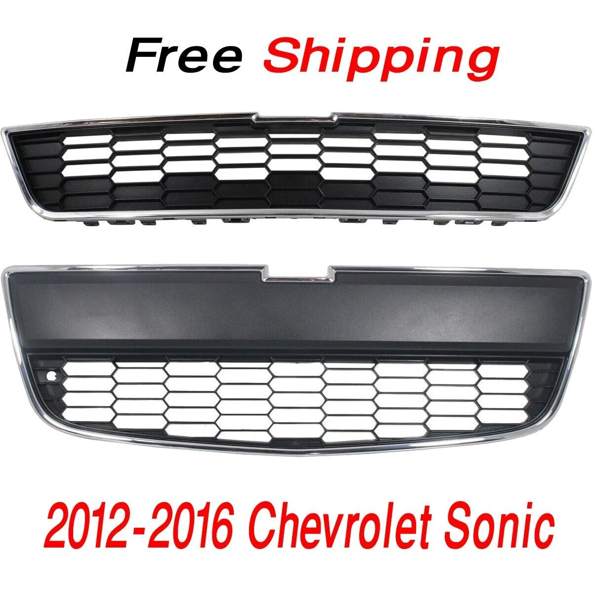 New For 2012-2016 New Bumper Cover Grille & Grille Fits Chevrolet Sonic Front 2pc