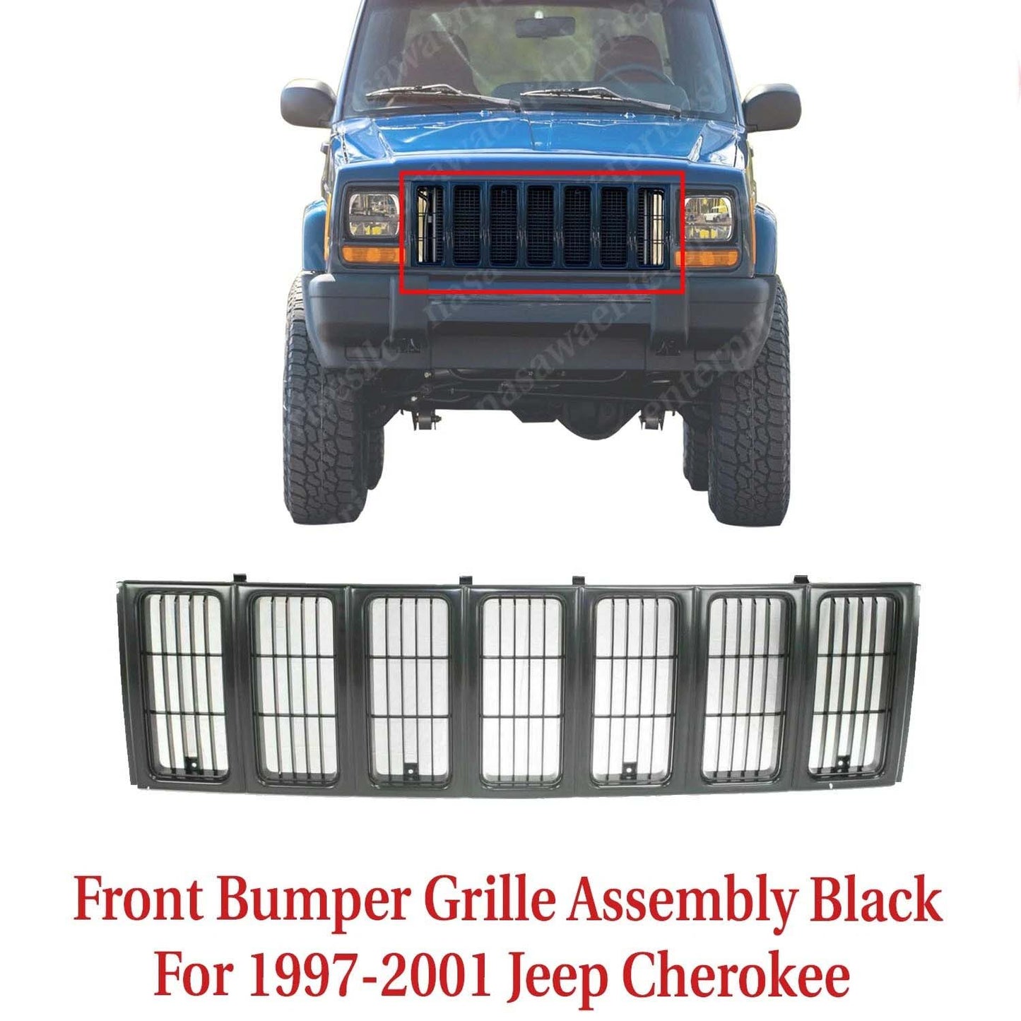 New Front Bumper Grille Assembly Black For 1997-2001 Jeep Cherokee CH1200208