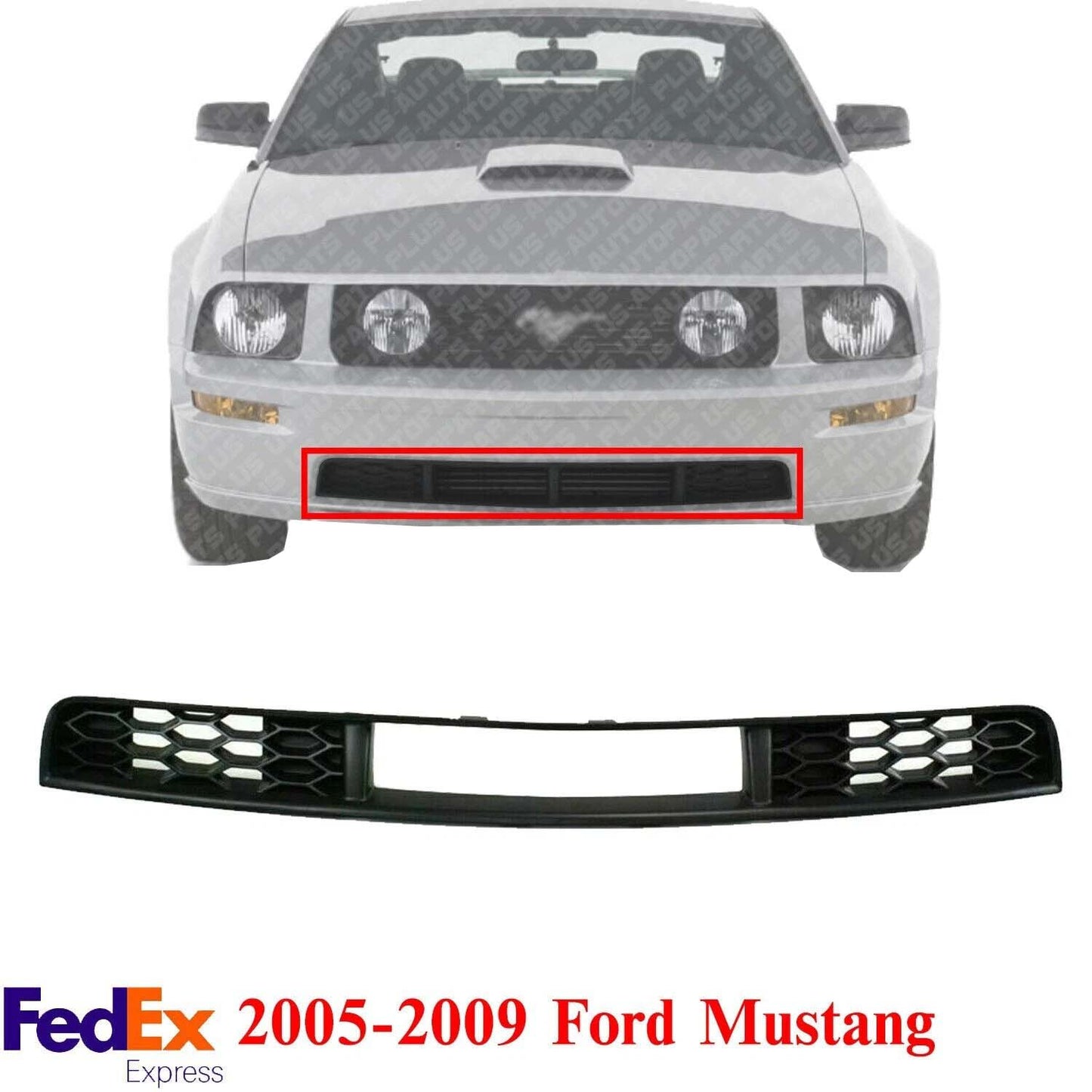 New Front Bumper Lower Grille Black Plastic For 2005-2009 Ford Mustang FO1036115