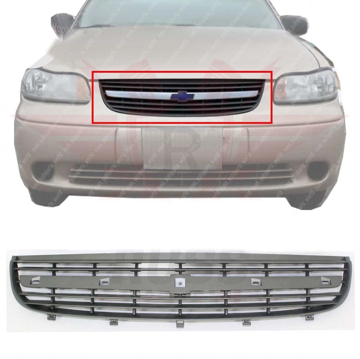 New Front Grille Assembly For 2000-2005 Chevrolet Malibu Dark Gray Plastic GM1200449