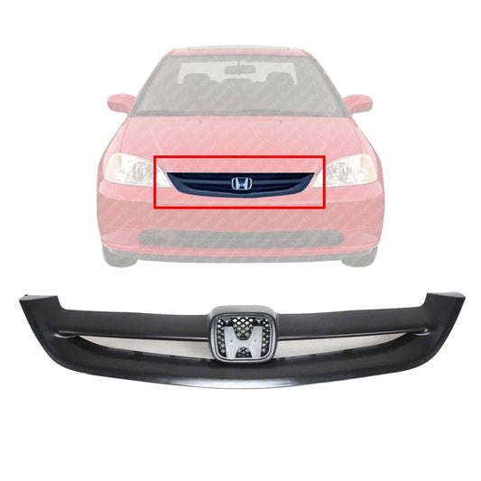 New Front Grille Assembly For 2001 2002 2003 HONDA CIVIC Black Plastic HO1200153