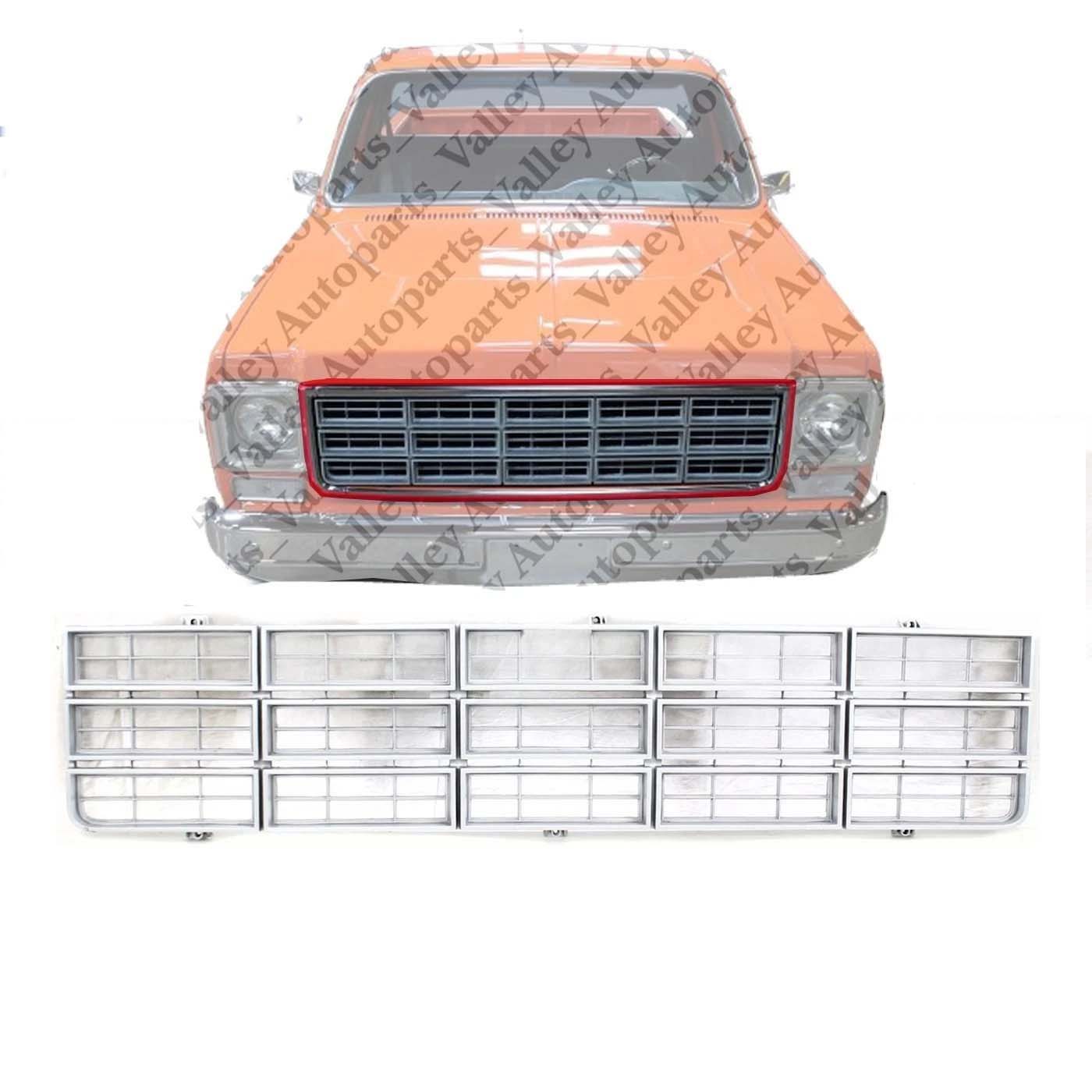 New Front Grille Assembly Light Silver For 1977-1980 Chevrolet C10 / K10 Plastic