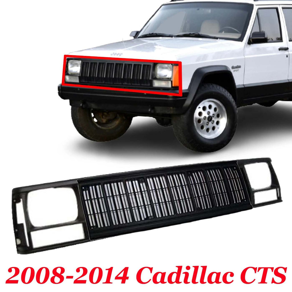 New Front Grille Black & Headlamp Door For 1991-1996 Jeep Cherokee Set of 3