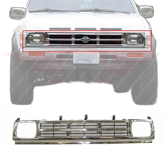 New Front Grille Chrome And Silver For 1990-1992 Nissan D21 RWD And 4WD Pickup NI1200121