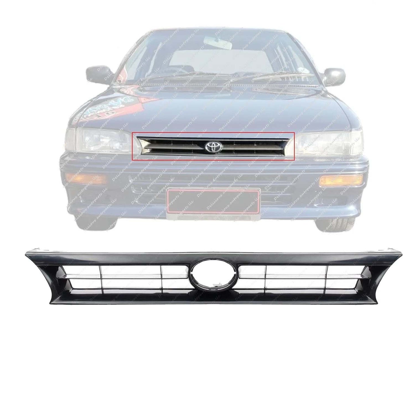 New Front Grille For 1993-1995 Toyota Corolla 4DR Dark Silver Plastic TO1200119