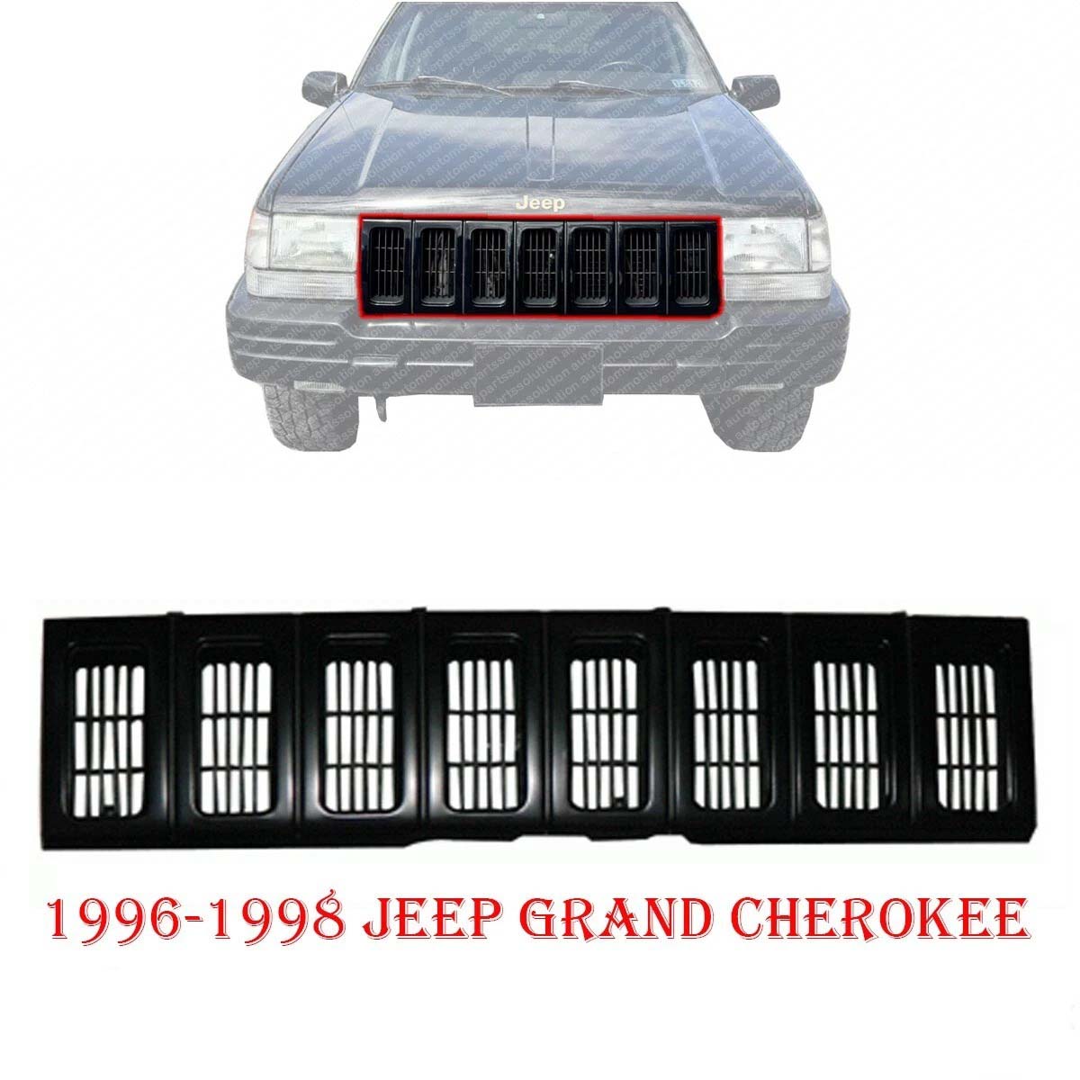 New Front Grille For 1996 1997 1998 Jeep Grand Cherokee Black Plastic CH1200193