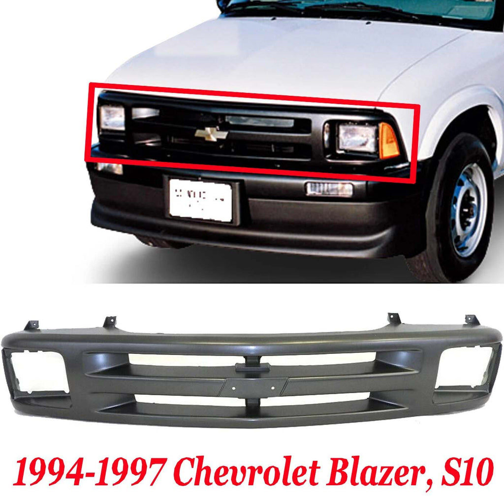 New Front Grille Painted Gray For 1994-1997 Chevrolet Blazer 94-97 S10 Plastic