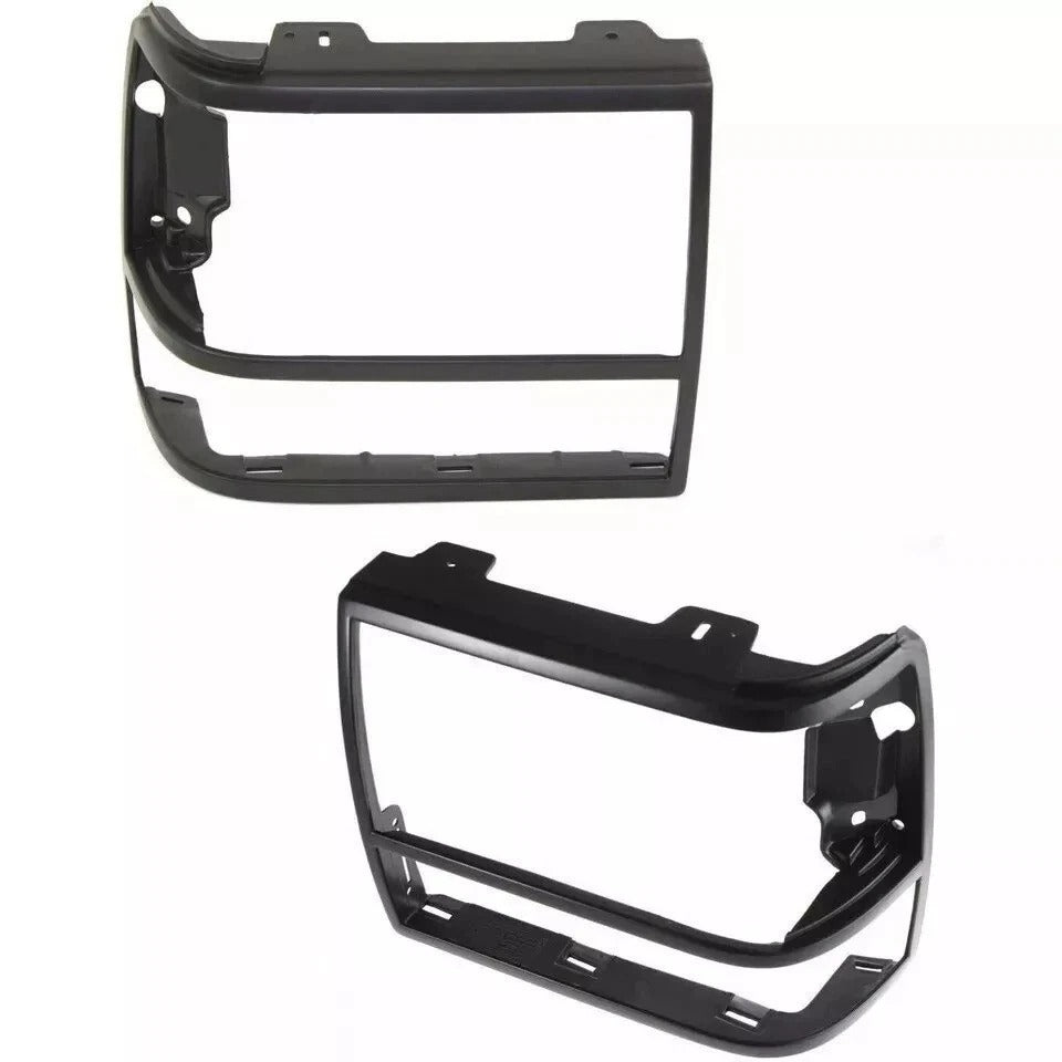New Front Grille & Headlight Door Bezel Fits 1989-1992 Ford Ranger Black 3Pc