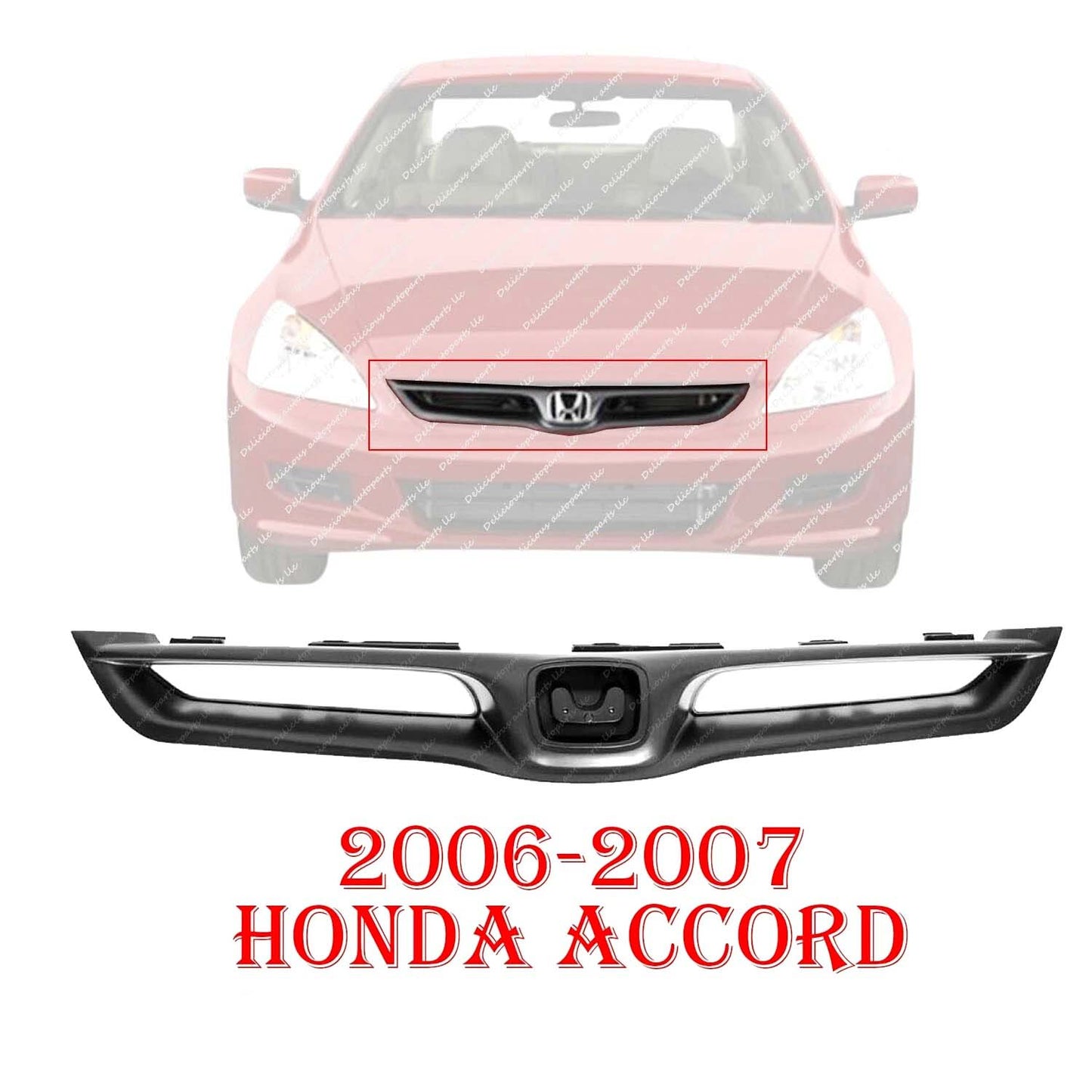 New Front Upper Grille Smoot For 2006-2007 Honda Accord Black Plastic HO1200176