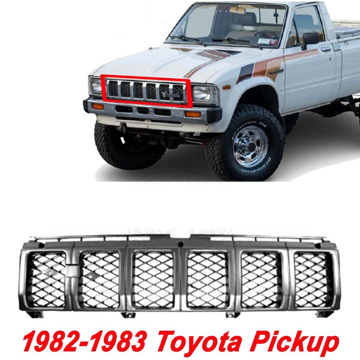 New Grille Assembly Chrome For 1982-1983 TOYOTA PICKUP Front Center TO1200112