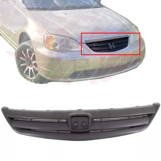 New Grille Assembly For 2001-2003 Honda Civic Sedan 4-Door Front Black HO1200154