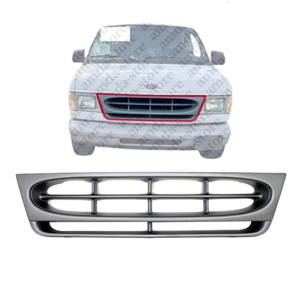 New Grille Assembly Silver Shell Insert For 1997-2004 FORD E-150 E-250 Front FO1200338